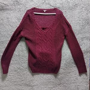 Charlotte Russe Knit Sweater Burgundy Large Style Women’s Pullover Boho Chic